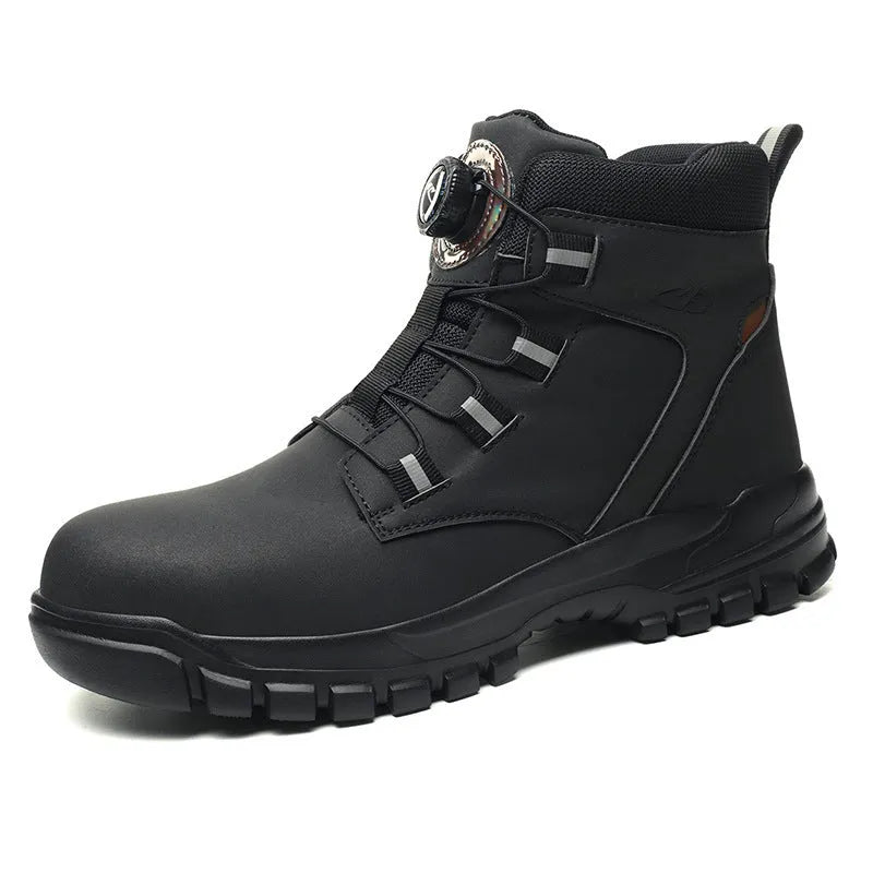 Leather safety work shoes with steel toe cap in black, yellow and grey colour options