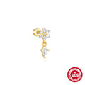 S925 sterling silver flat column thread geometric ear bone stud in a gold tone finish.