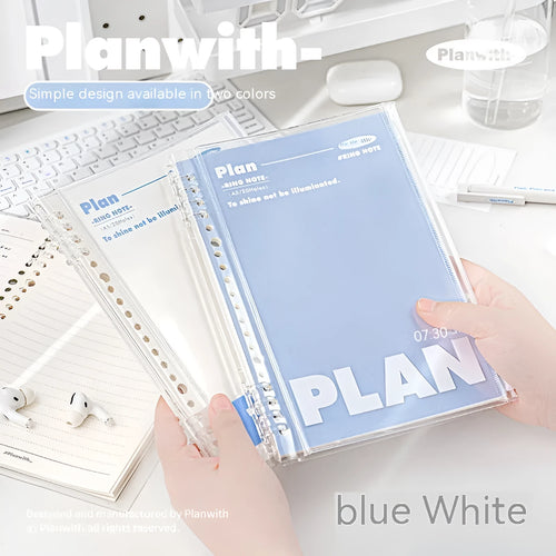 A5 spiral notebook with PVC cover in white or blue colour options