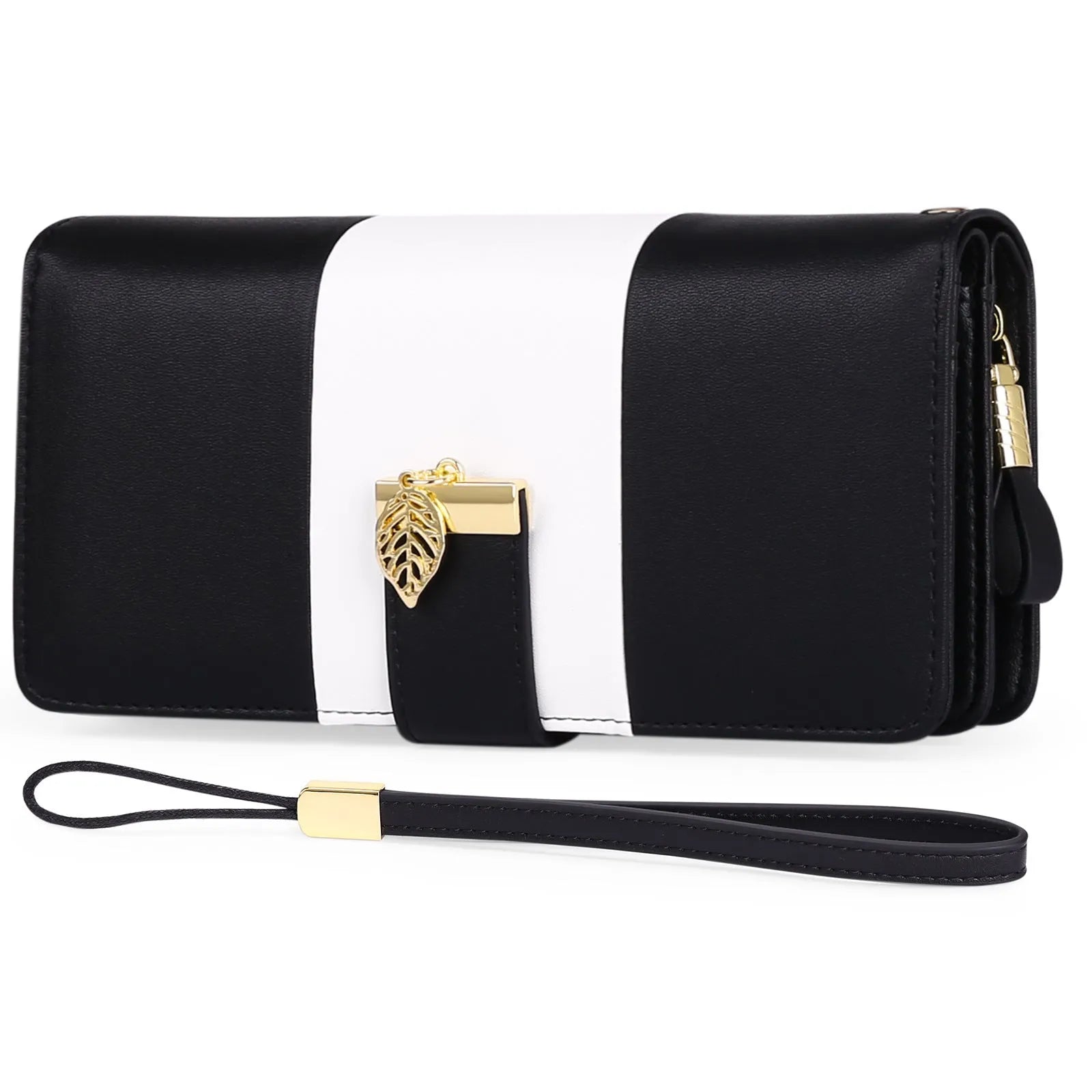 Anti-theft clutch bag in PU leather with zip lock closure, showing interior microfiber lining and compact design