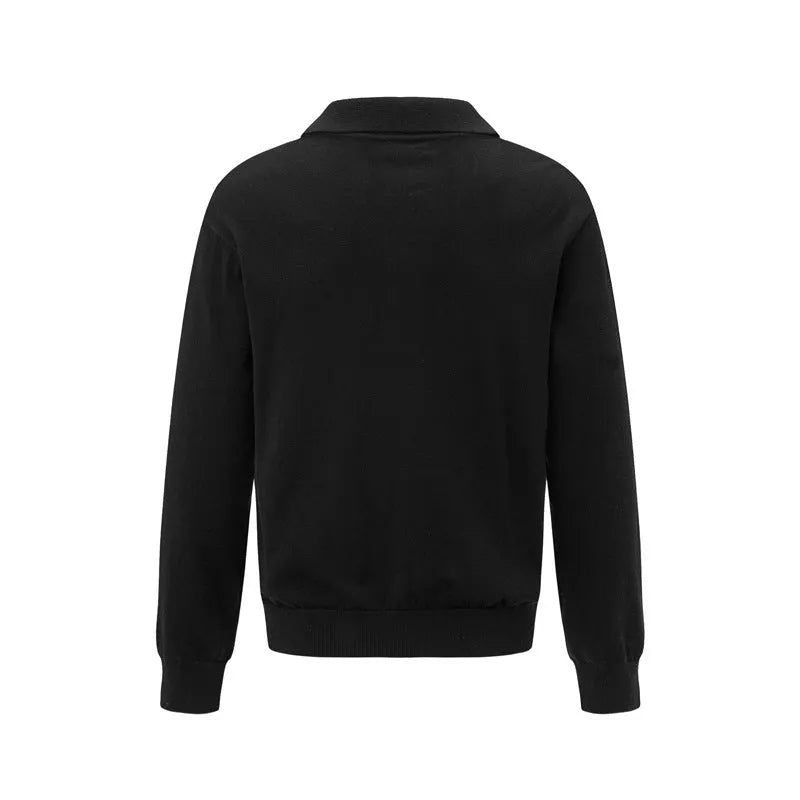 Loose bottoming shirt pullover in acrylic blend fabric, shown in black colour