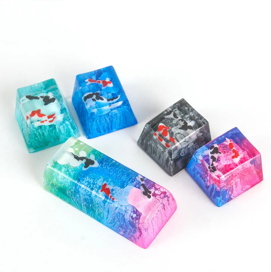 Resin keycap with scenery koi design for Cherry MX switch backspace replacement