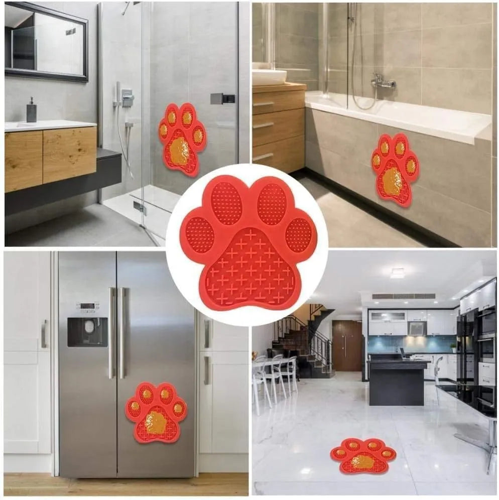 Bone-texture silicone dog licking mat with suction cups in multiple colour options