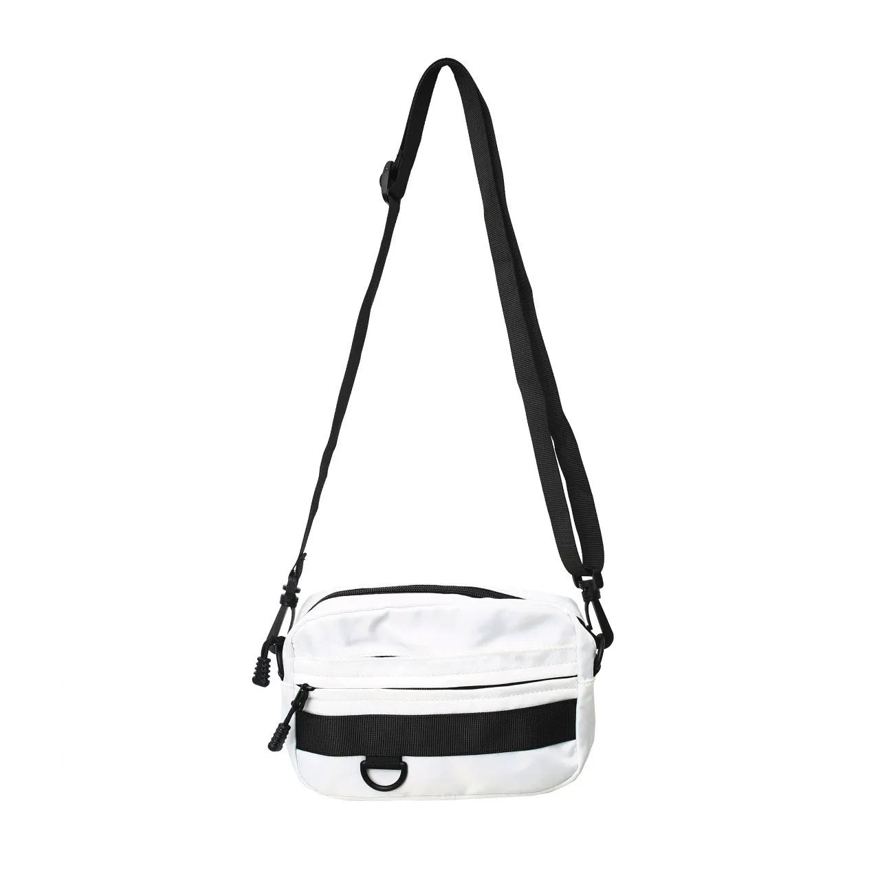 Men's street style nylon messenger bag with crossbody strap in solid colour