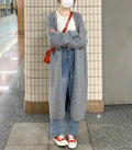 Women's knitted V-neck mid-length cardigan in polyester fabric