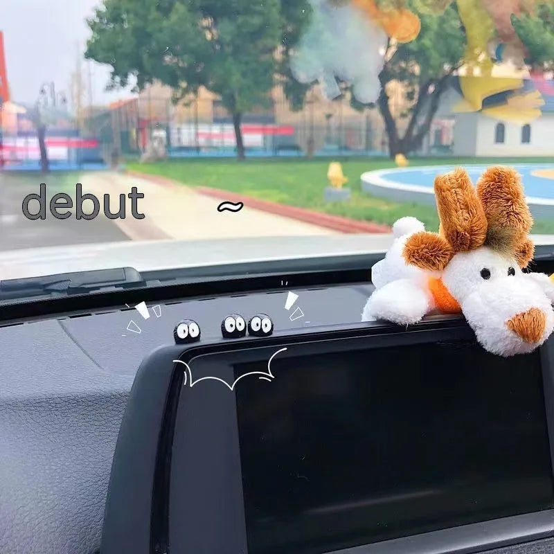 Black resin briquette car decorations with cartoon styling for dashboard customisation
