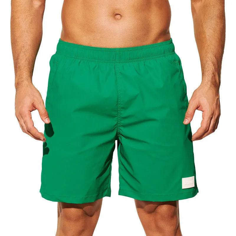 Men's quick-drying nylon sports casual shorts in solid colours with straight leg opening