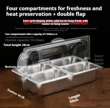 Stainless steel commercial dining plate display box with lid in multiple grid configurations