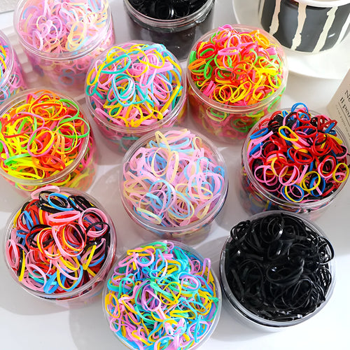 Multi-colour TPU elastic baby hair ties in reusable container for toddlers and infants