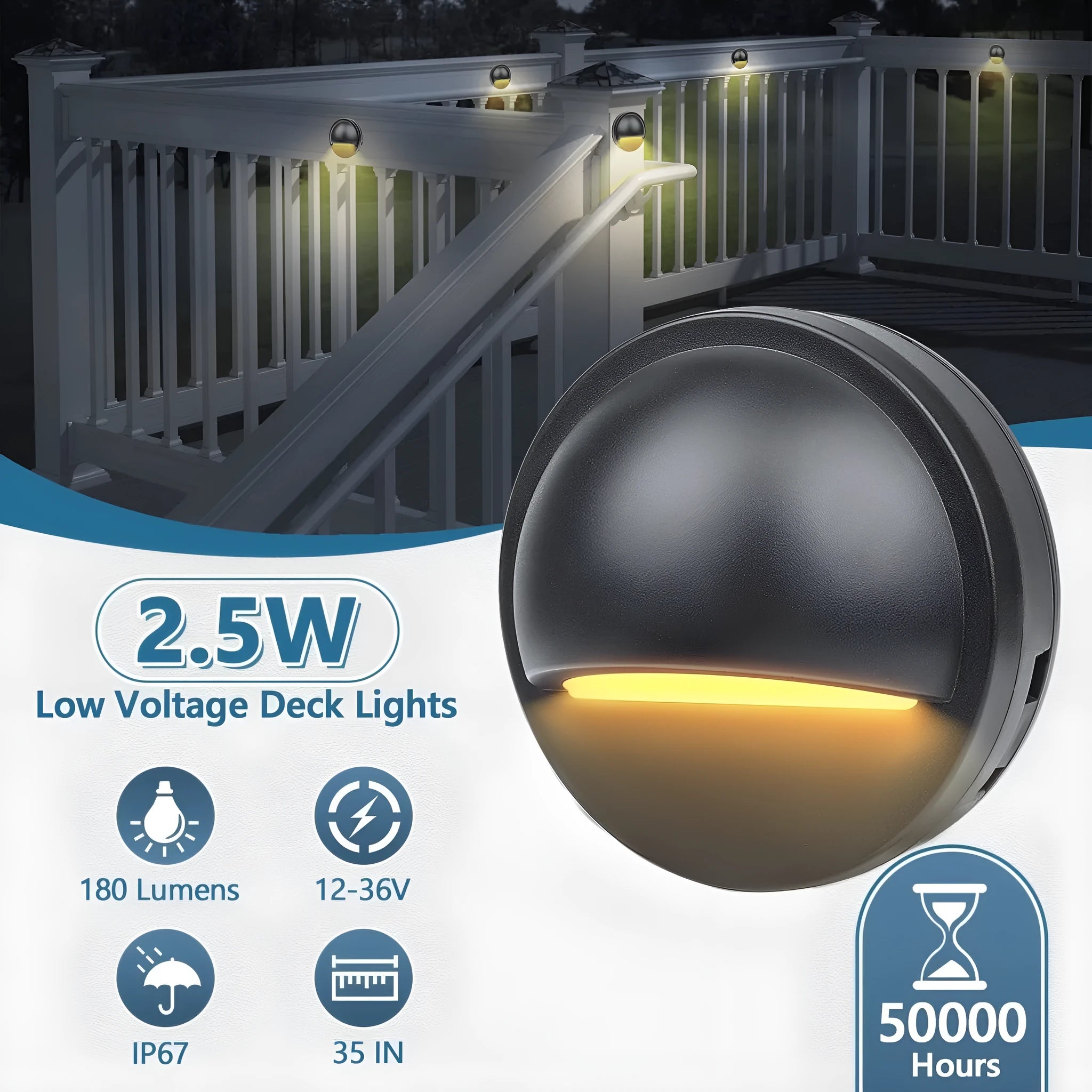 Outdoor step light with low voltage garden lighting and IP67 waterproof rating for landscape paths