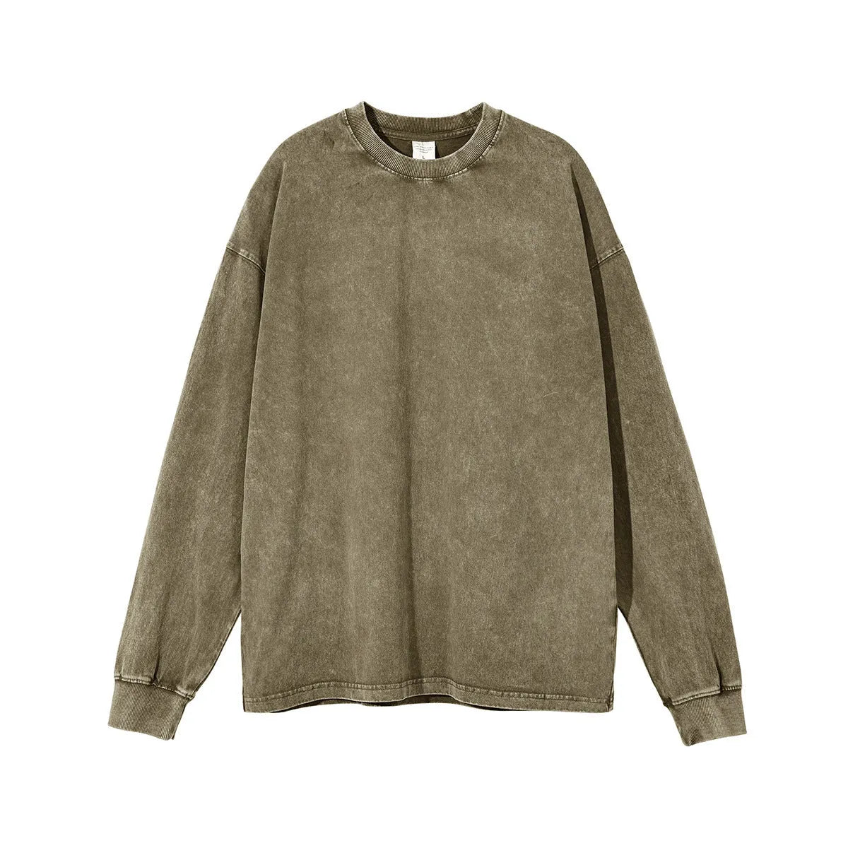 Men's vintage washed cotton pullover in batik print colours with long sleeves and loose fit