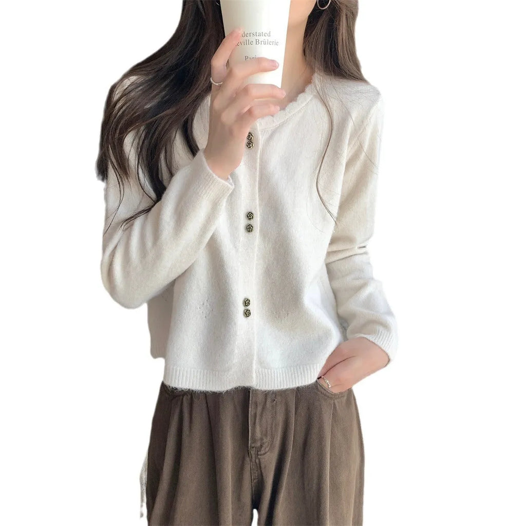 Women's long-sleeved acrylic fibre cardigan coat in free size regular fit