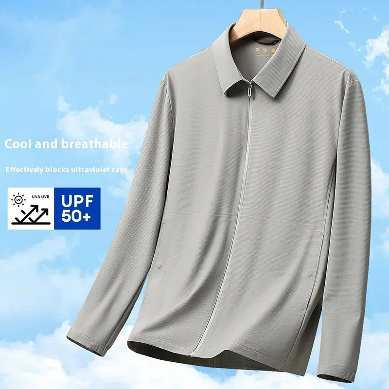 Summer lapel business coat in ice silk fabric for office wear and sun protection