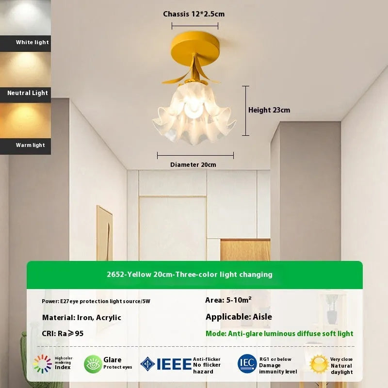 Cream coloured modern corridor light fixture with Linglan Flower design and remote control.