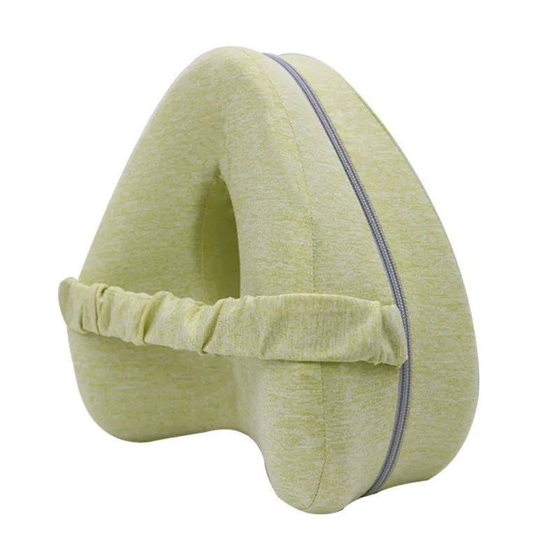 Love heart-shaped dark blue memory foam leg pillow for knee support.