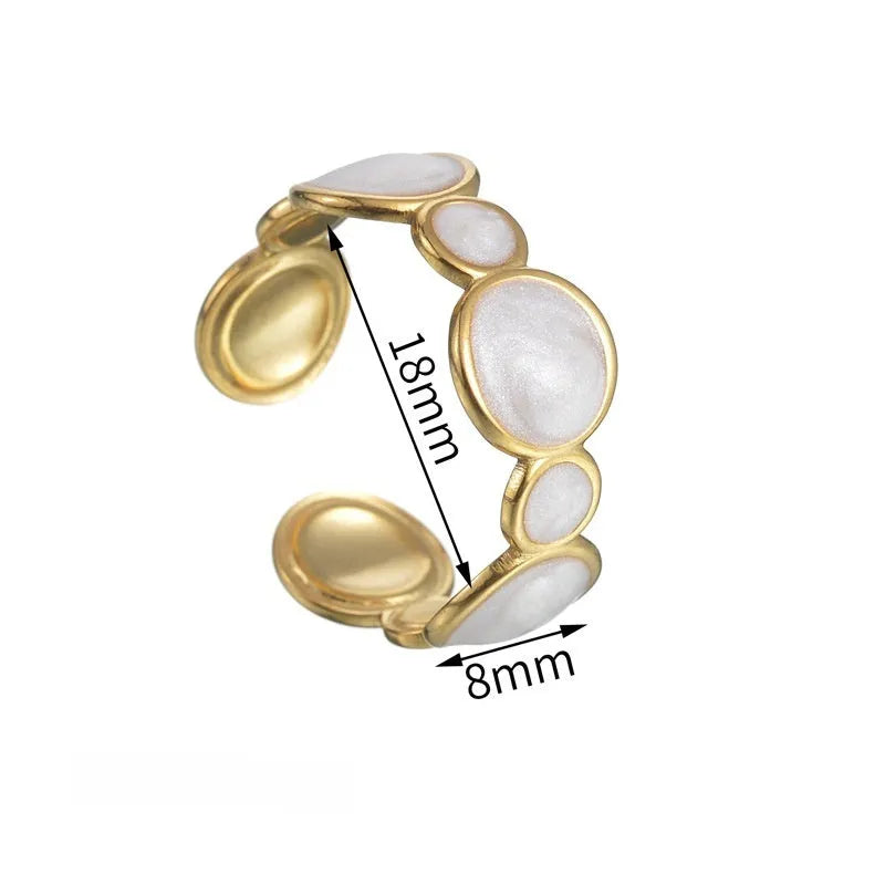 Geometric adjustable stainless steel ring with electroplated gold-colour finish