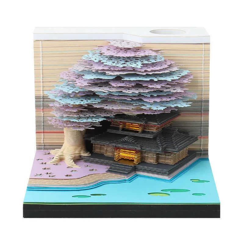 3D sticky note paper carving notepad with tear-off pages and decorative ornament design