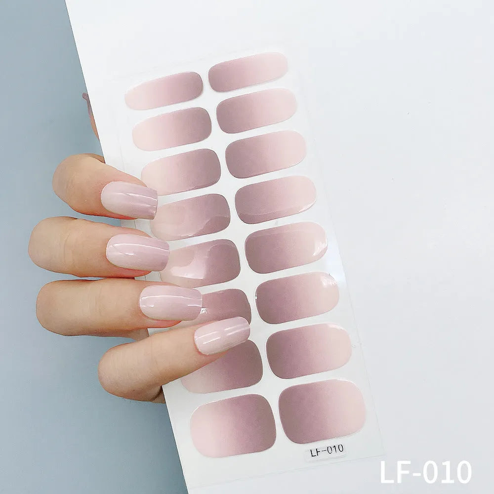 16 solid colour full nail stickers set with European and American simple designs including cross, rose, tulip patterns