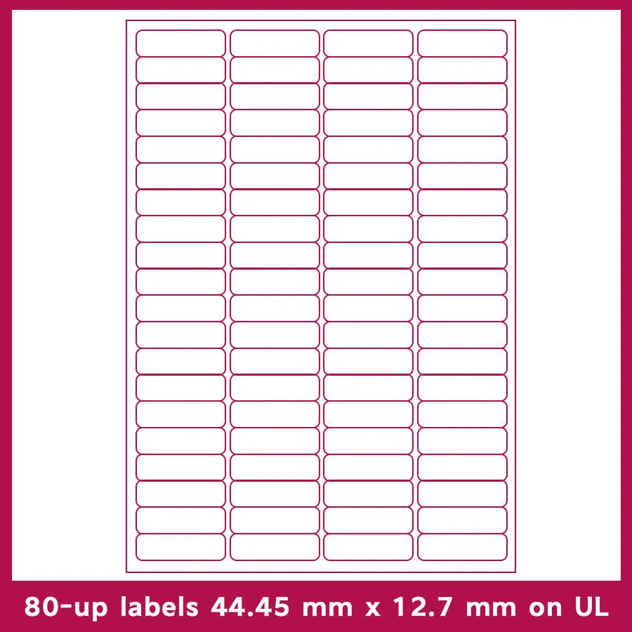 A4 FBA label paper sheets showing ten different grid formats for barcode and serial number printing