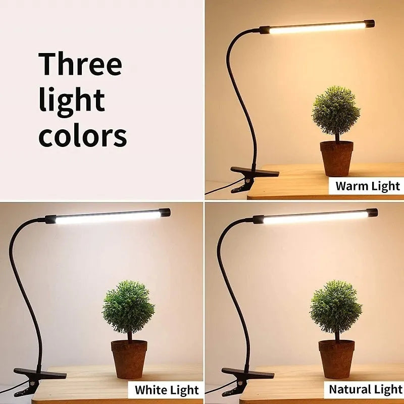 Black and white USB-powered LED desk lamp with 26cm length and eye protection technology