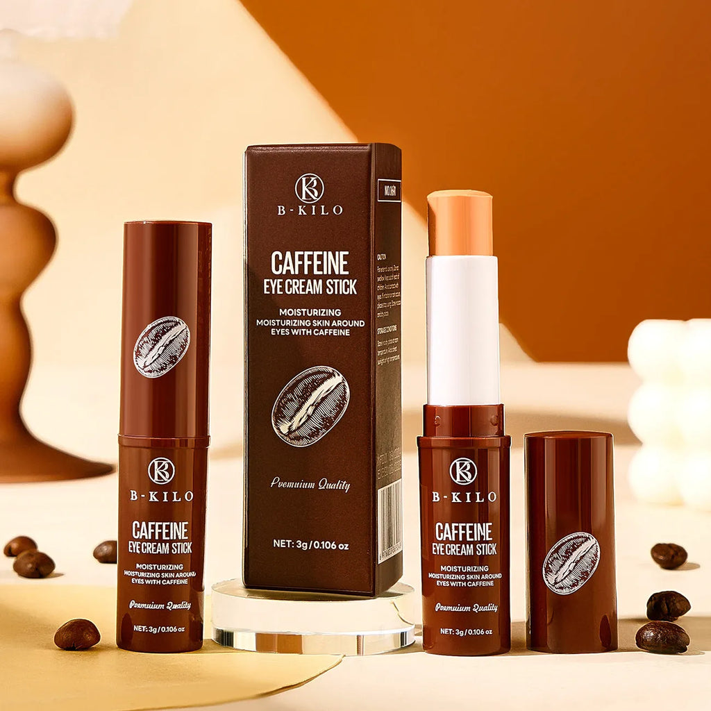 Caffeine Eye Cream Stick in roll-on applicator format for under-eye hydration and fine lines.