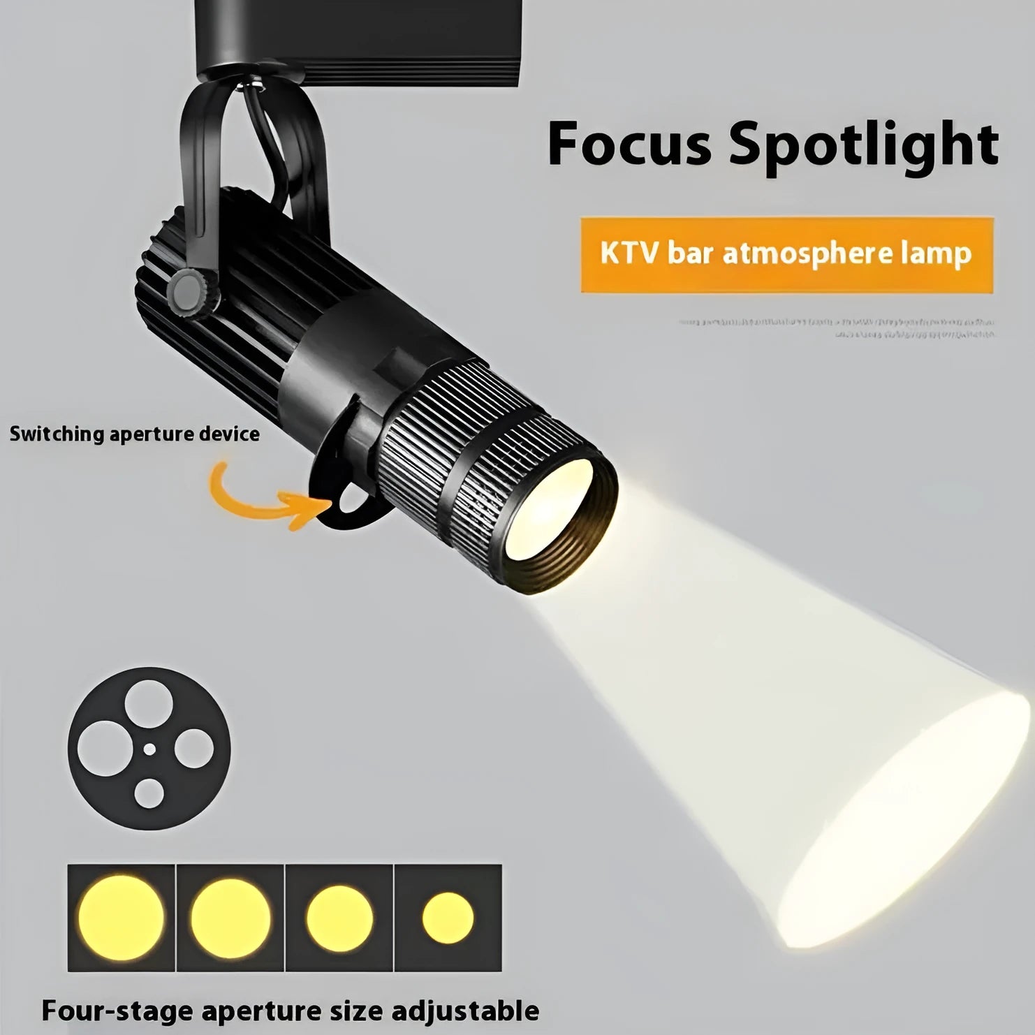 Black aluminium LED surface-mounted spotlight with 20W 3000K warm light output