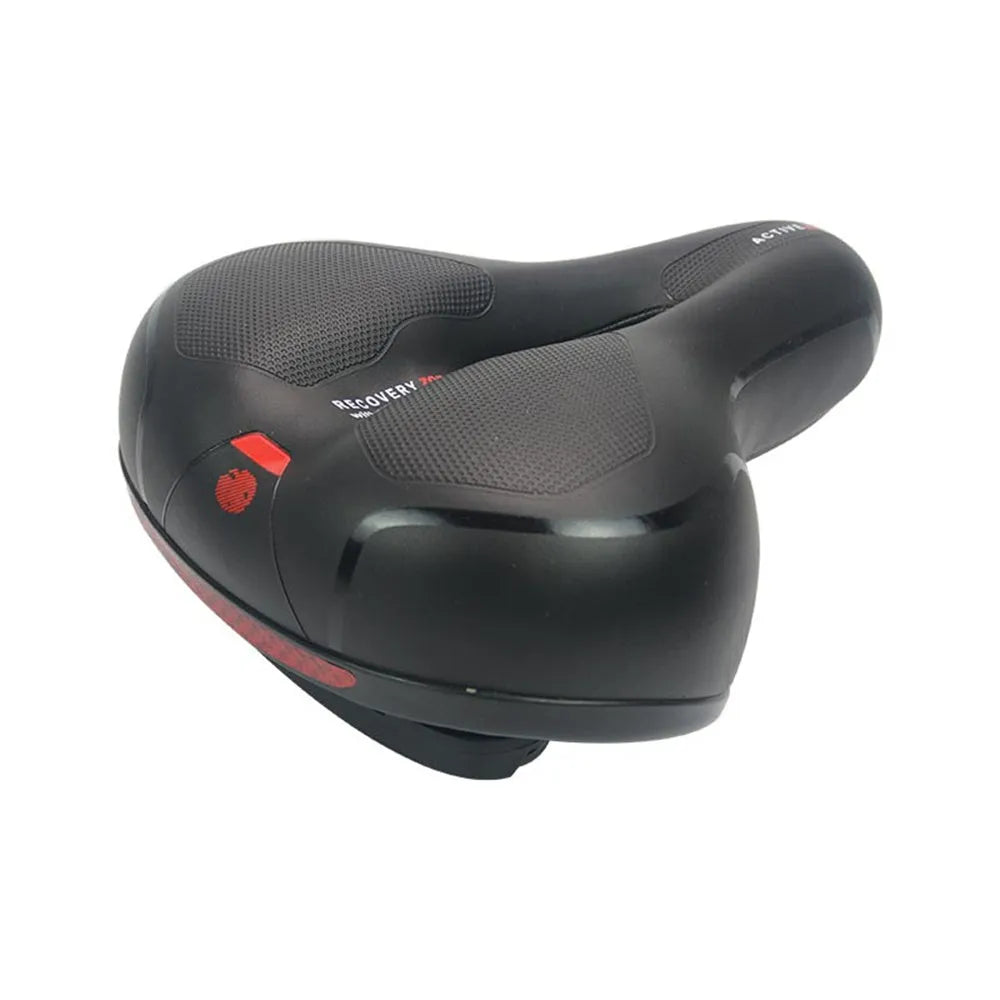 Bicycle cushion with thickened silicone padding and black PU leather cover on bicycle seat