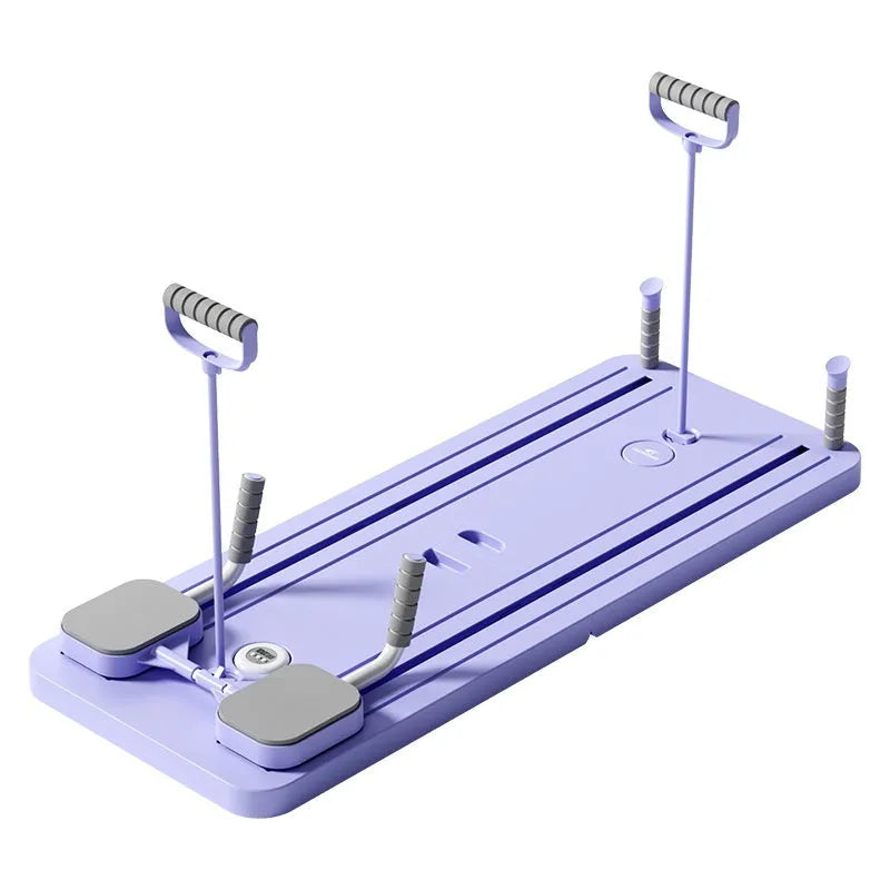 Standard purple PP multi-functional fitness board with automatic rebound abdominal wheel for home exercise
