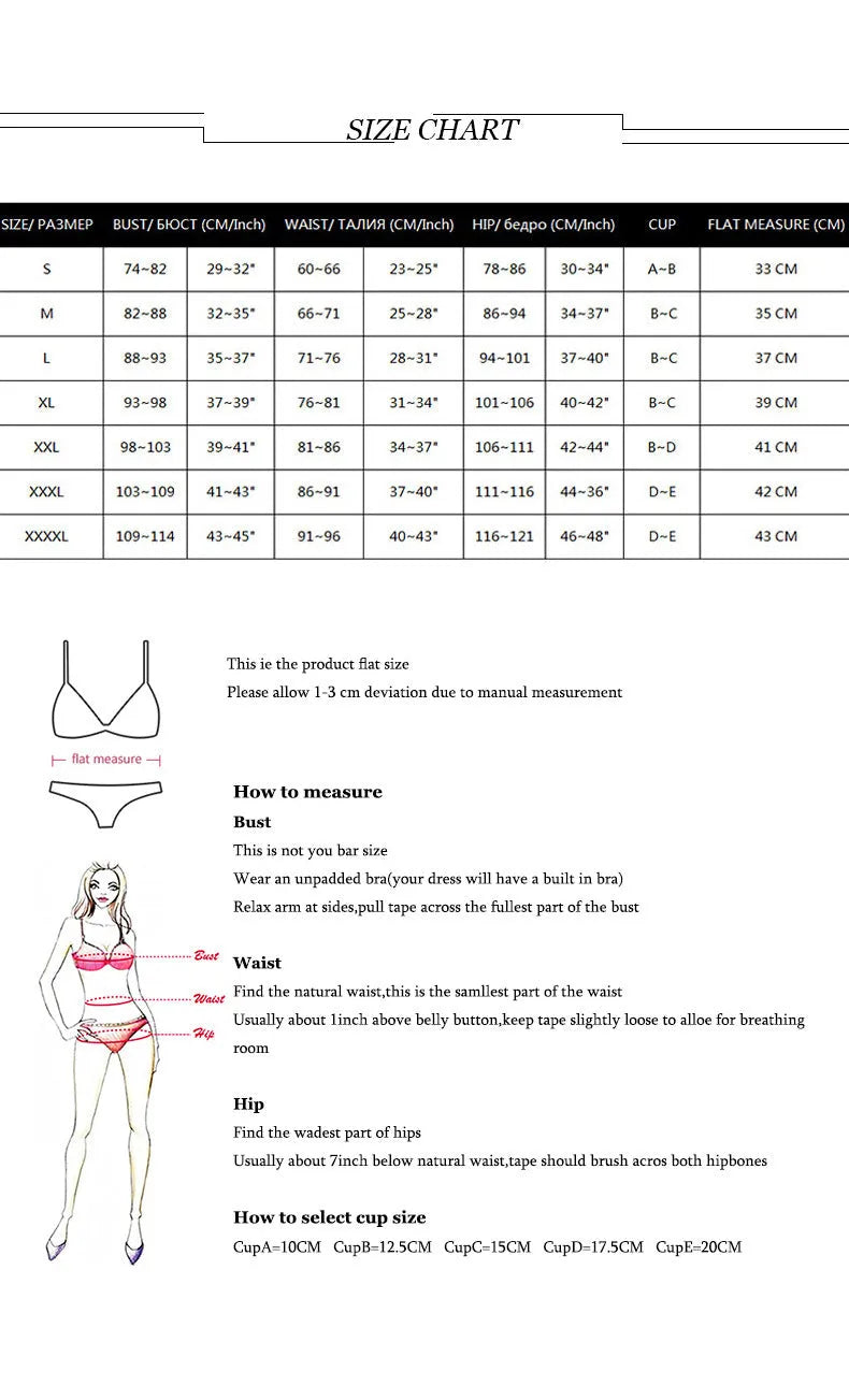 Three-piece backless push-up bikini set in solid colour with top, panties, and skirt.
