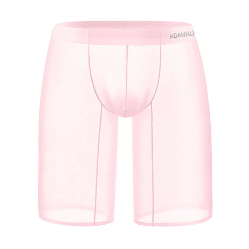 Men's seamless mesh home shorts in nylon knit fabric with hip lifting design
