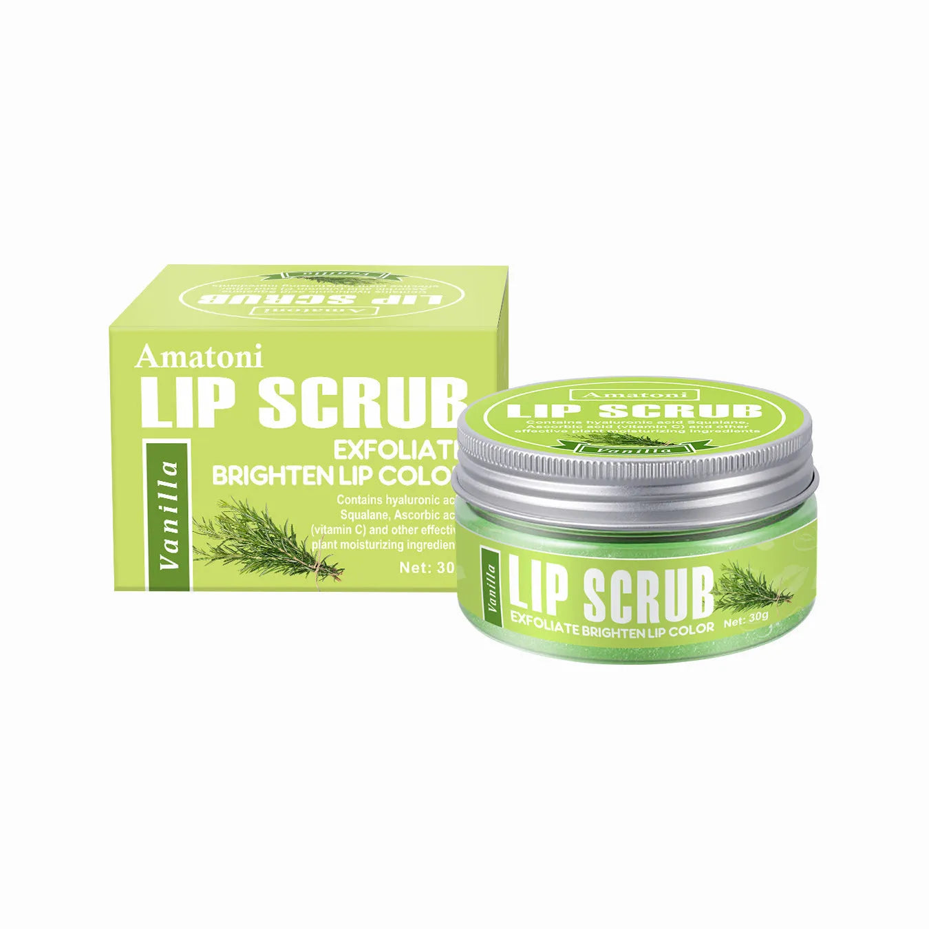 30g pot of Amatoni fruit flavour lip scrub cream for exfoliating and moisturising lip care.