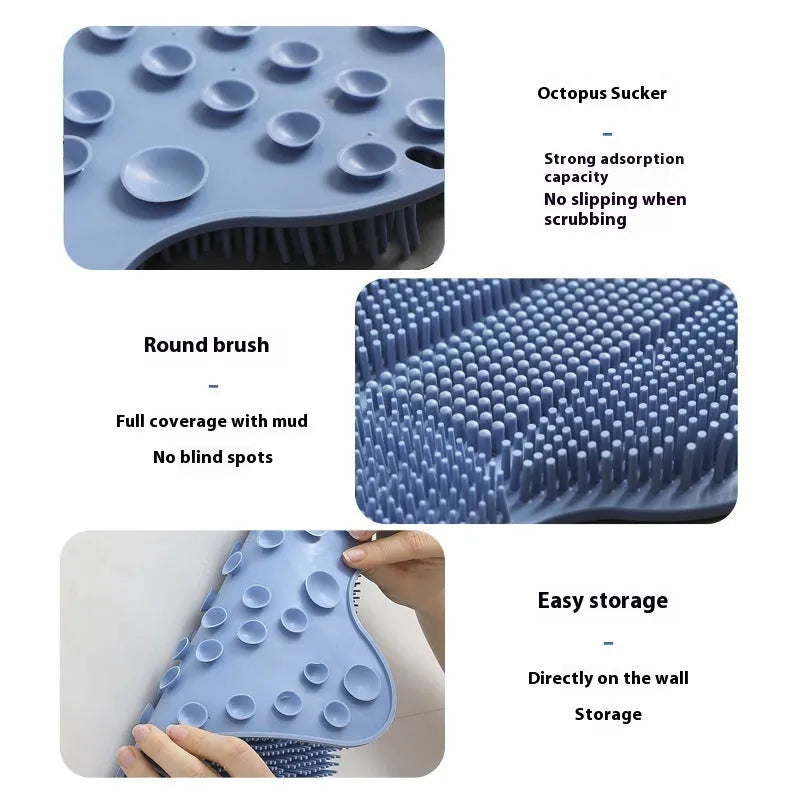 Blue silicone bath massage cushion with textured surface measuring 31cm by 32cm for bathing and relaxation