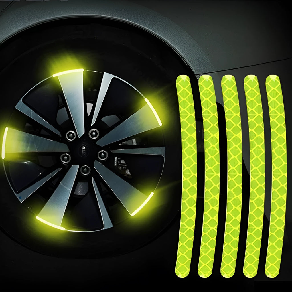 20 pieces of arc-shaped PVC reflective stickers for car wheel hubs in multiple colour options
