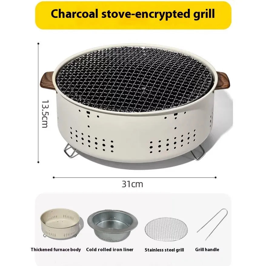 Portable charcoal tea stove with carbon baking functionality for indoor cooking