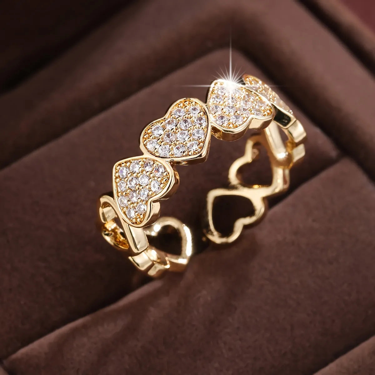 Adjustable opening couples ring with geometry heart design in gold or silver colour