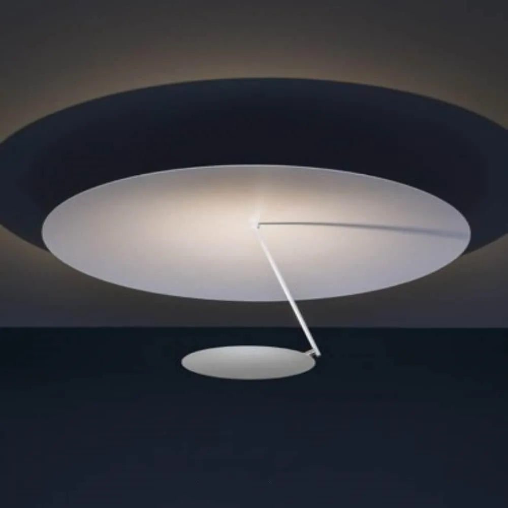 50cm diameter iron ceiling lamp in white or white gold finish with warm LED light