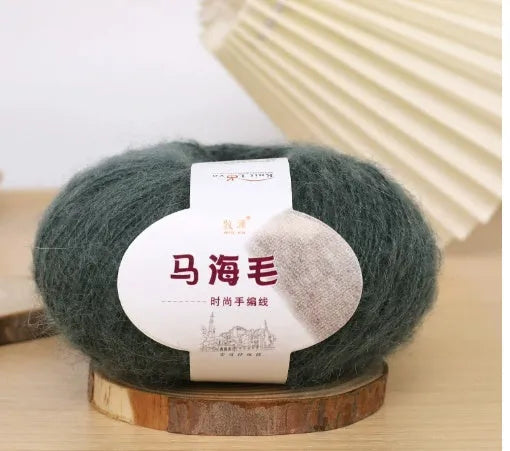 Mohair wool ball for DIY scarf knitting kit with Inverness thread in multiple colour options