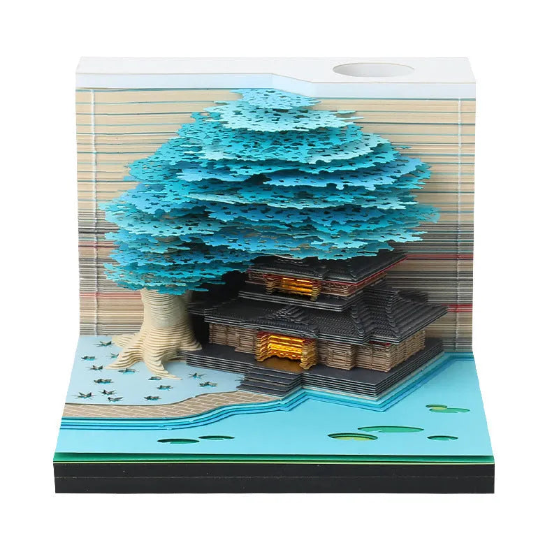 3D sticky note paper carving notepad with tear-off pages and decorative ornament design