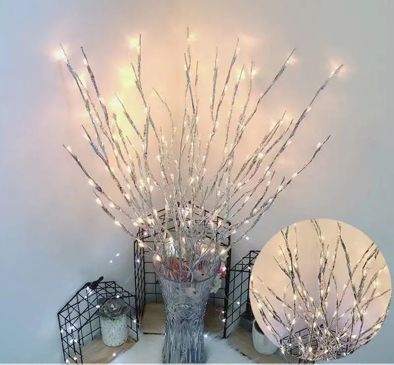 LED simulation branch tree light with adjustable colours in vase display