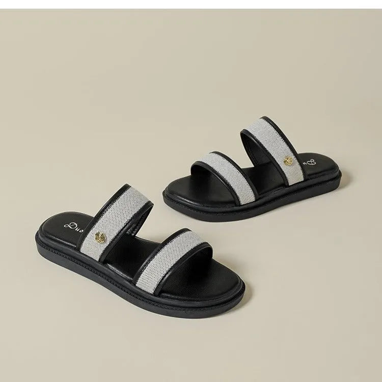Women's vintage brown flip-flops with soft-bottom construction and retro design