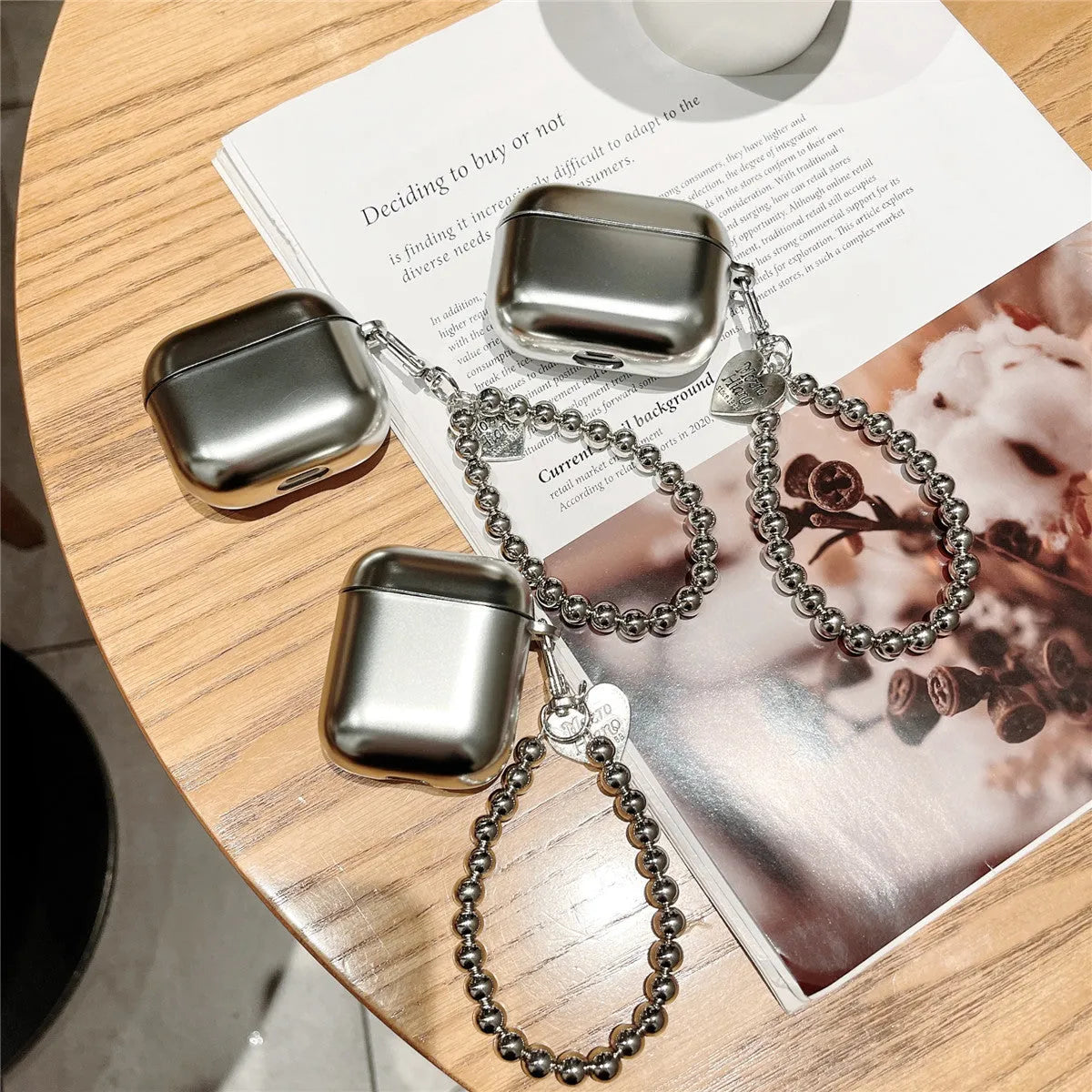 Matte plating TPU protective case for Apple AirPods shown on a table.