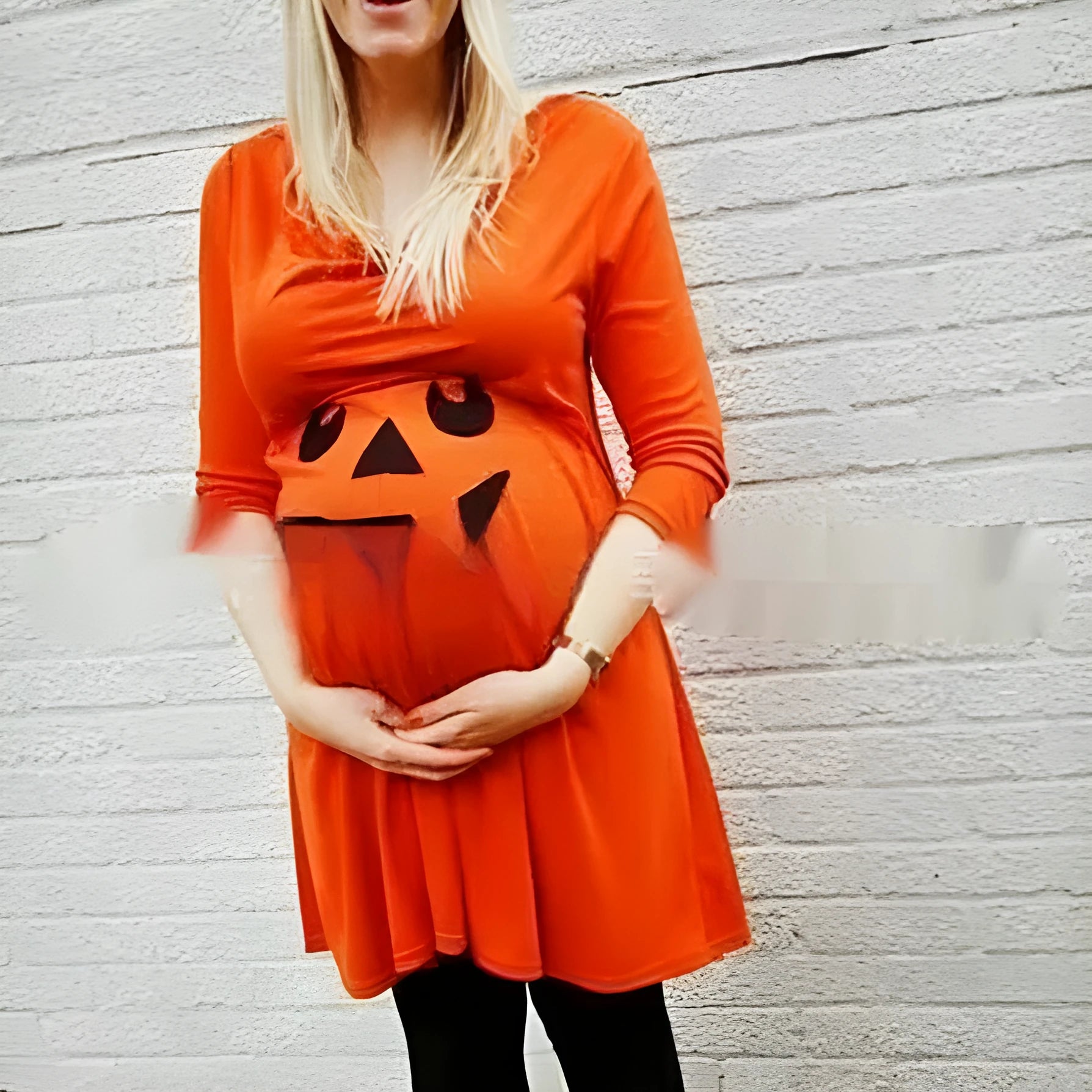 Orange cotton maternity dress for Halloween with plus size range S to 5XL