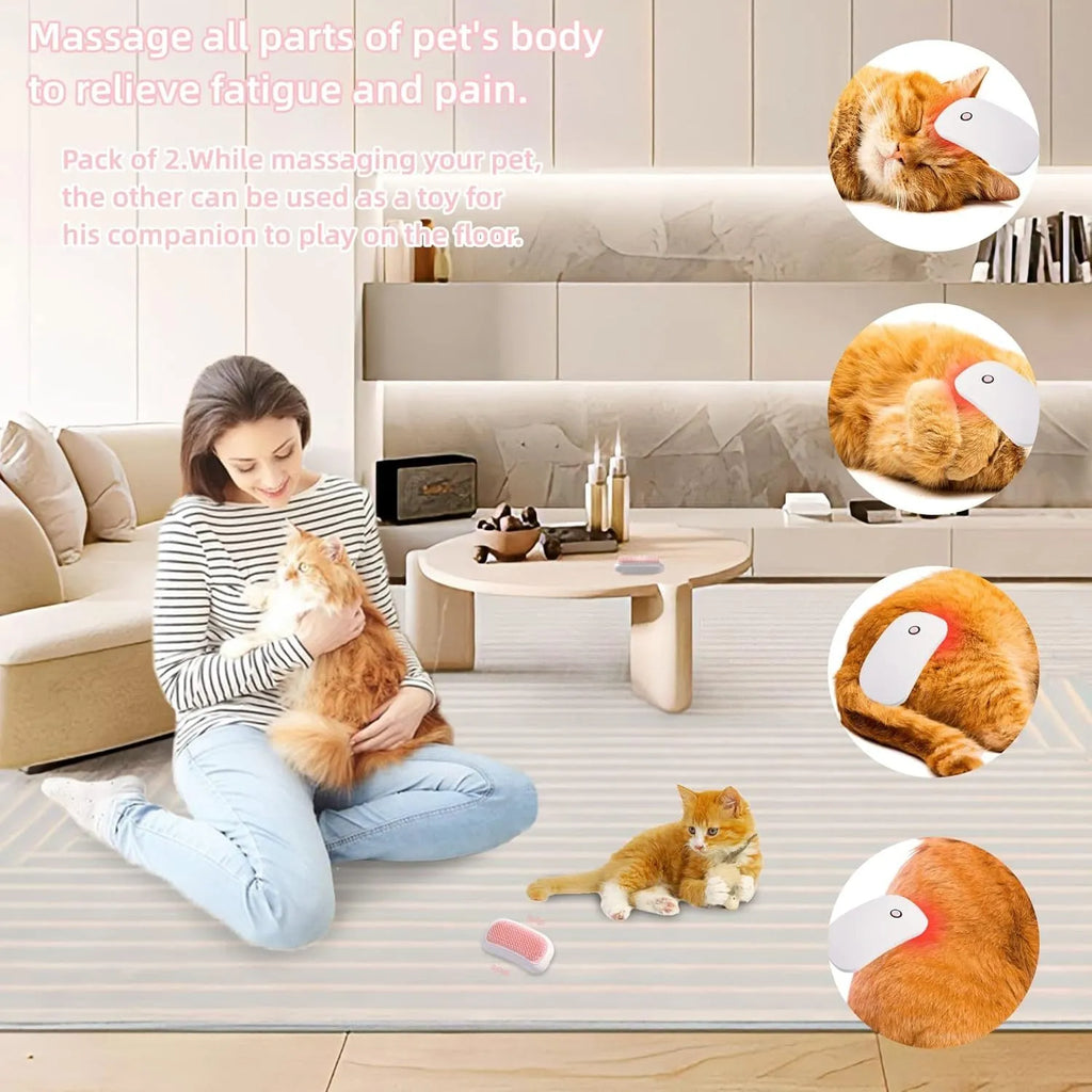 Pink electric pet massage brush with TPE comb teeth for grooming cats and dogs