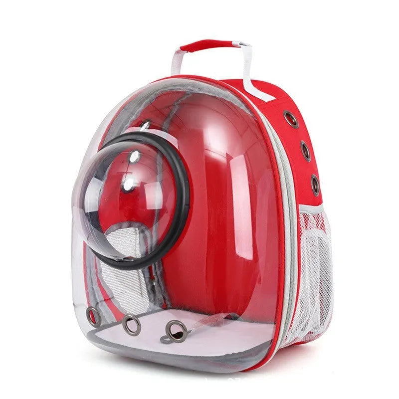 Grey PC astronaut-style cat carrier bag with side opening and large interior space.