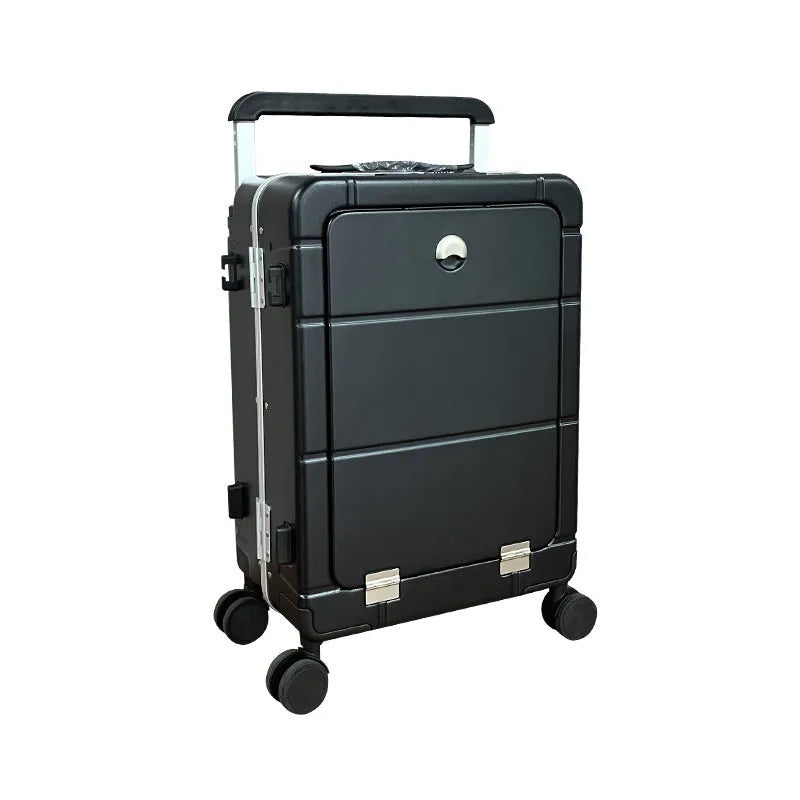 20-inch front opening suitcase with dry wet separation compartments in black, green, silver or white colours