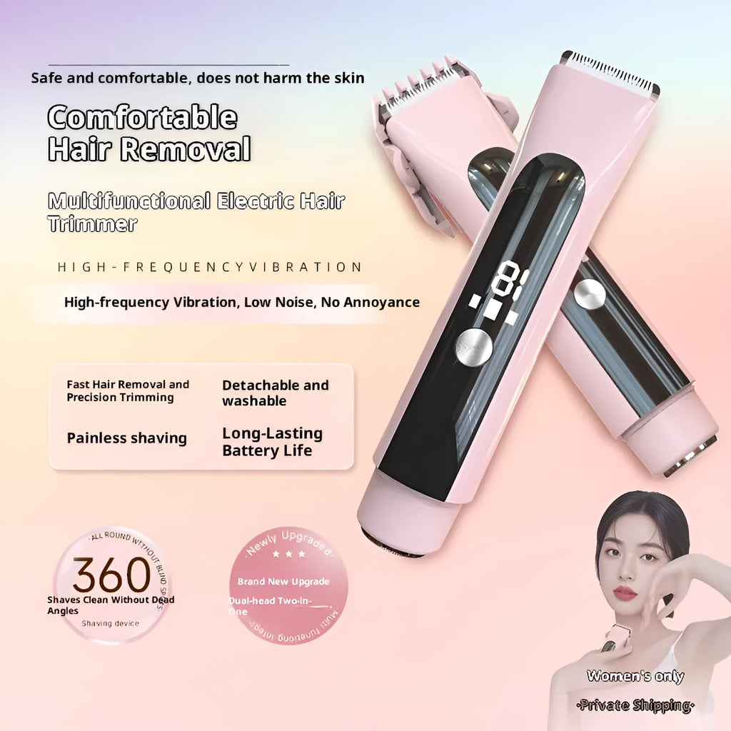 TMQ4 double-headed lady shaver for private pubic hair in blue packaging with USB cable