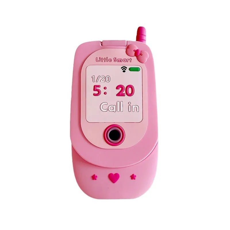 Light pink silicone flip phone case with mirror for iPhone models