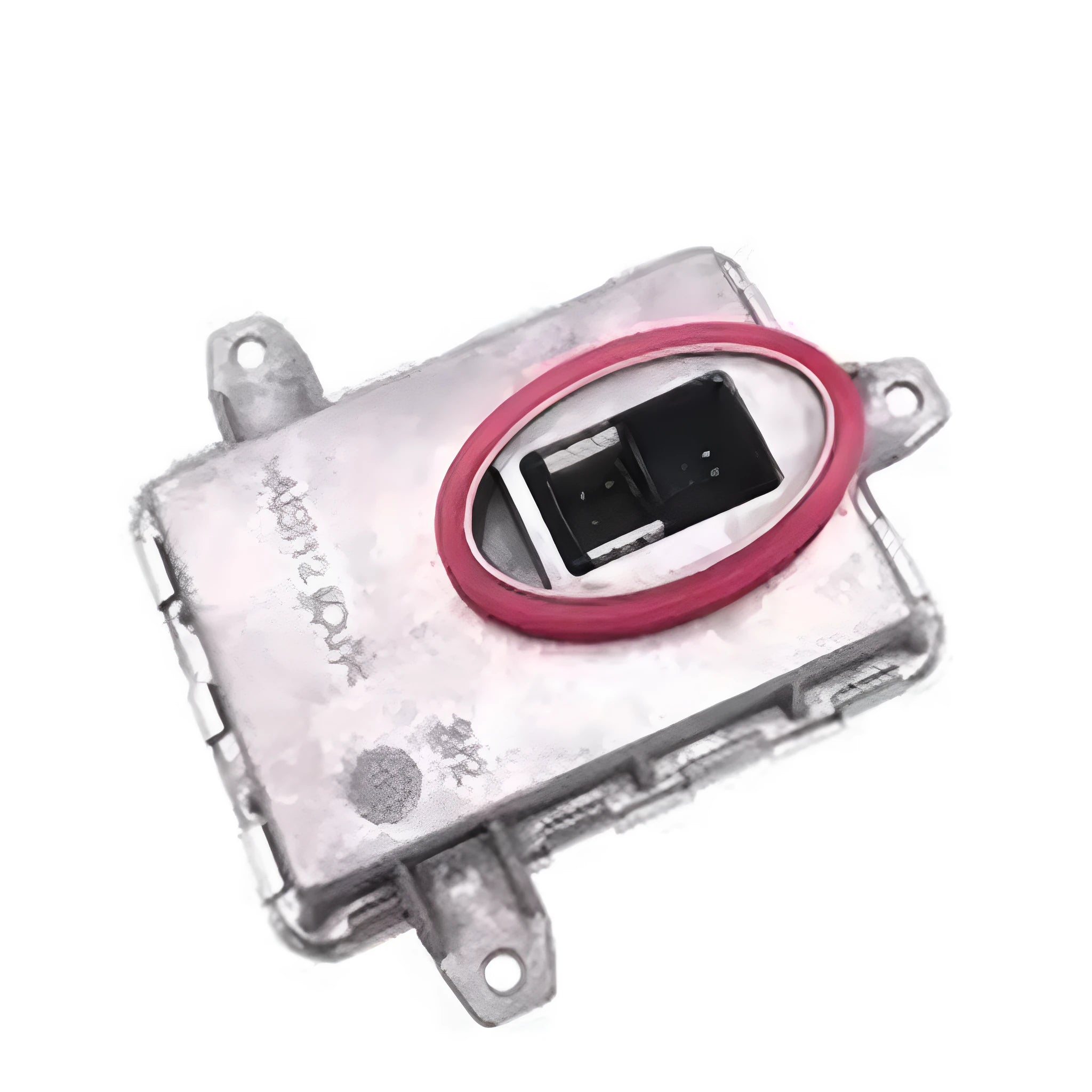 Metal HID headlight ballast unit measuring 14 by 11 by 4.5 centimetres