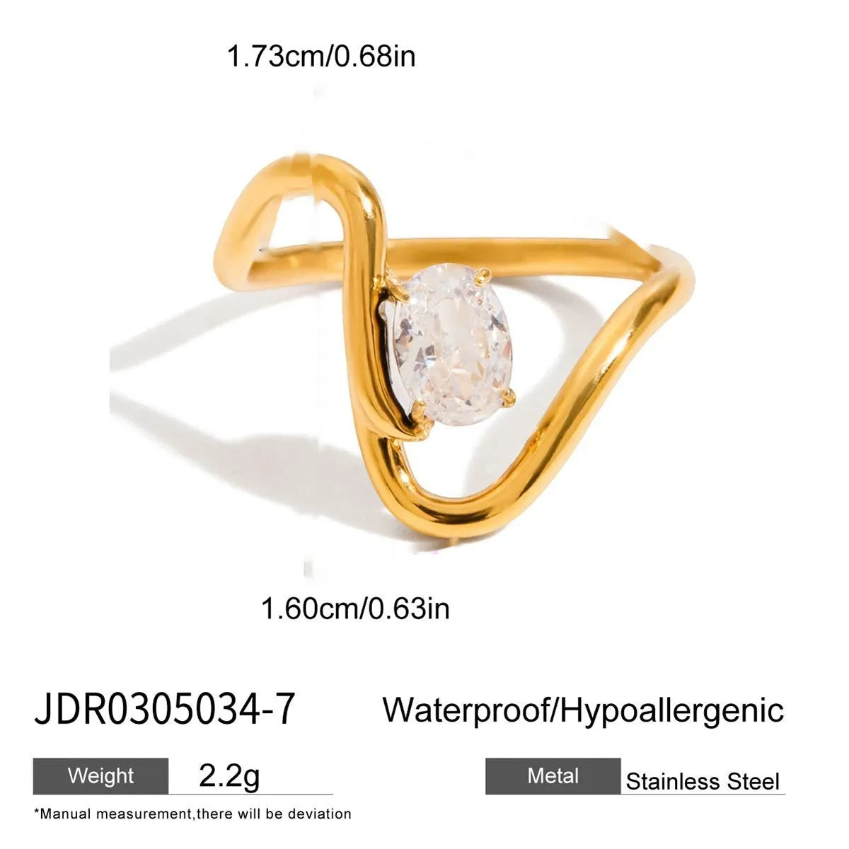 Silver tone geometric zircon ring with European-American styling on stainless steel background