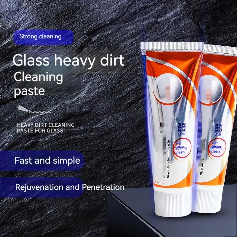White 65ml tube of car windscreen cleaning paste and a sponge mop for oil stain removal on glass.